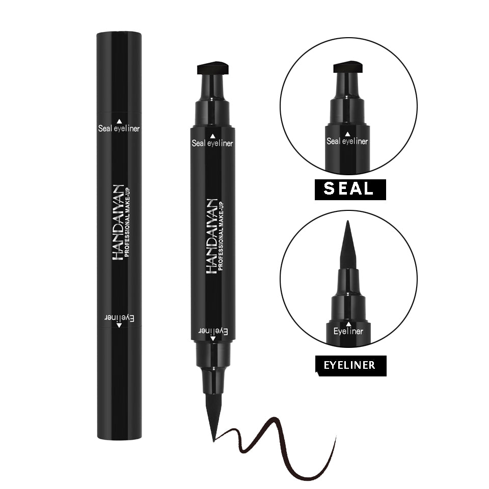 HANDAIYAN Double Headed Seal Eyeliner Triangle Seal Eyeliner 2 In 1 Waterproof Eyeliner Make Up