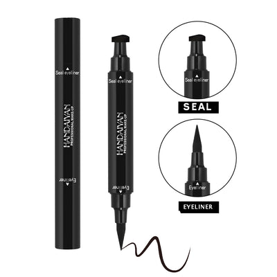 HANDAIYAN Double Headed Seal Eyeliner Triangle Seal Eyeliner 2 In 1 Waterproof Eyeliner Make Up