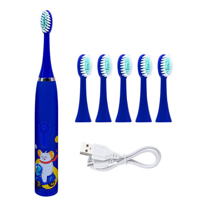 3-Speed Sonic Children's Electric Toothbrush USB Household Soft Bristle Brush Head Toothbrush Portable Cartoon Toothbrush Waterproof