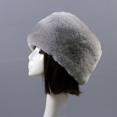 Autumn and winter imitation otter rabbit fur round flat top hat short furry fur thick furry brimless hat