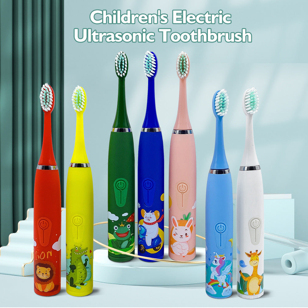 3-Speed Sonic Children's Electric Toothbrush USB Household Soft Bristle Brush Head Toothbrush Portable Cartoon Toothbrush Waterproof