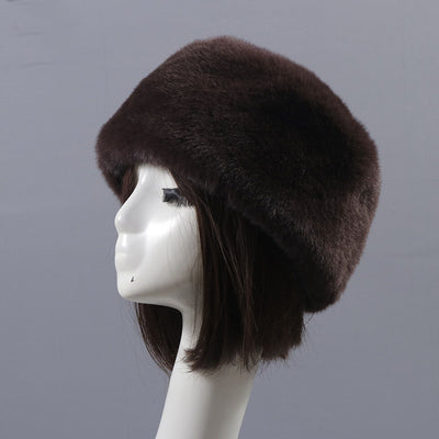 Autumn and winter imitation otter rabbit fur round flat top hat short furry fur thick furry brimless hat