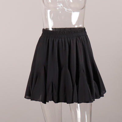 Splicing black fungus edge short skirt European and American street trend splicing mini pleated skirt