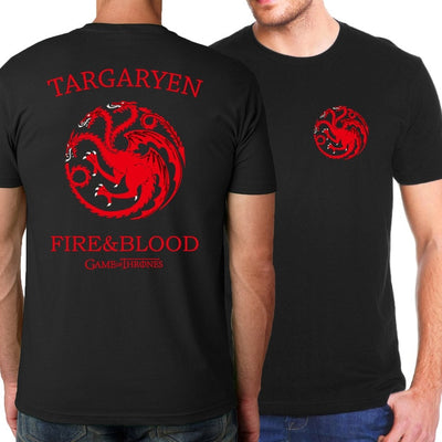 Game of Thrones Targaryen Fire & Blood T Shirt Men Fit Slim Men T-Shirts 100% Cotton Men's Sportswear T-shirts Kpop