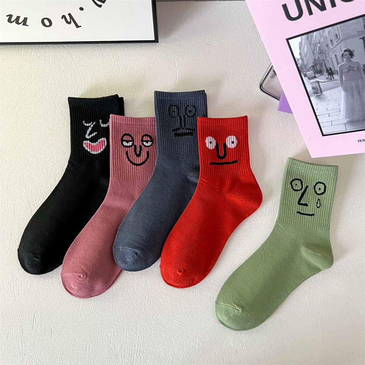 FUCK it socks, men's mid length socks, men's striped short socks, sweat absorbing and odor resistant socks