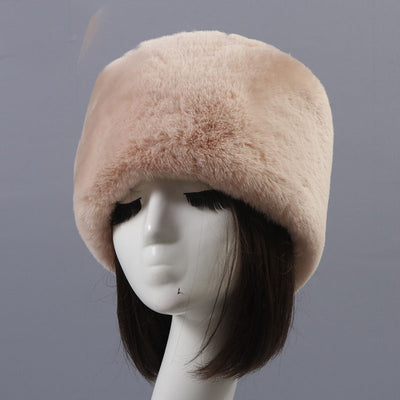 Autumn and winter imitation otter rabbit fur round flat top hat short furry fur thick furry brimless hat