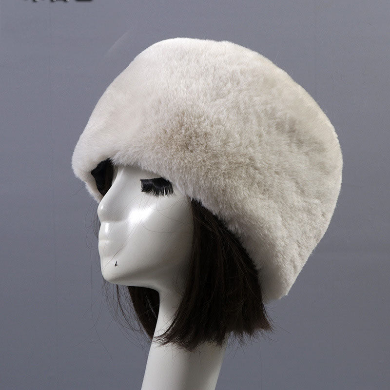 Autumn and winter imitation otter rabbit fur round flat top hat short furry fur thick furry brimless hat