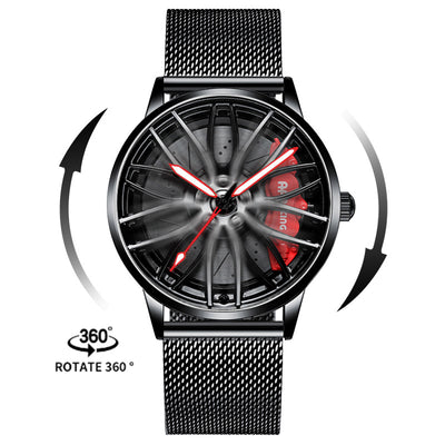 New Top Brand Luxury Mens Watches Stainless Steel Car Wheel Hub Quartz Watch For Men Military Sport Watch Relogio Masculino