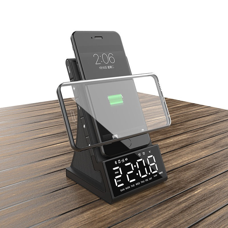 Three in one wireless charger Bluetooth speaker wireless charging alarm clock phone holder