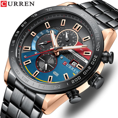 Men's Watches Steel Band Quartz Watches Calendar Men's Watches Business