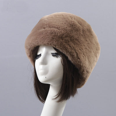 Autumn and winter imitation otter rabbit fur round flat top hat short furry fur thick furry brimless hat