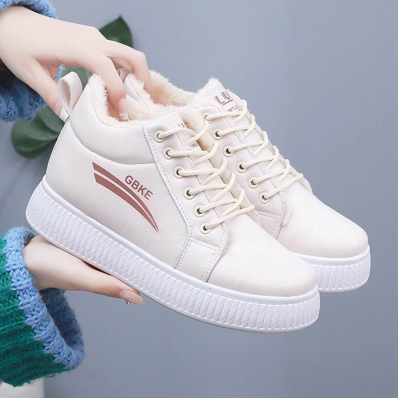 Velvet high top cotton shoes for women thick sole thick versatile Korean version snow cotton boots for women