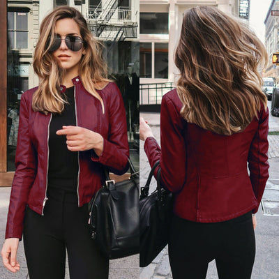 New hot selling women's fashionable leather jacket PU suit jacket