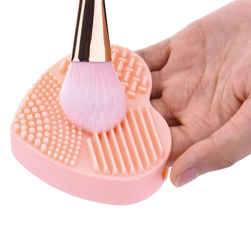 Colorful Heart Shape Clean Make up Brushes Wash Brush Silica Glove Scrubber Board Cosmetic Cleaning Tools