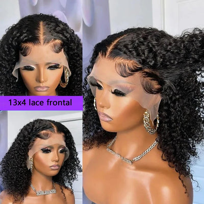 13x4 front lace deep curve bob wig human hair wig lace front 