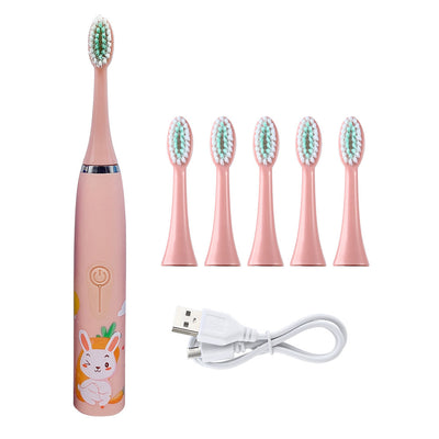 3-Speed Sonic Children's Electric Toothbrush USB Household Soft Bristle Brush Head Toothbrush Portable Cartoon Toothbrush Waterproof