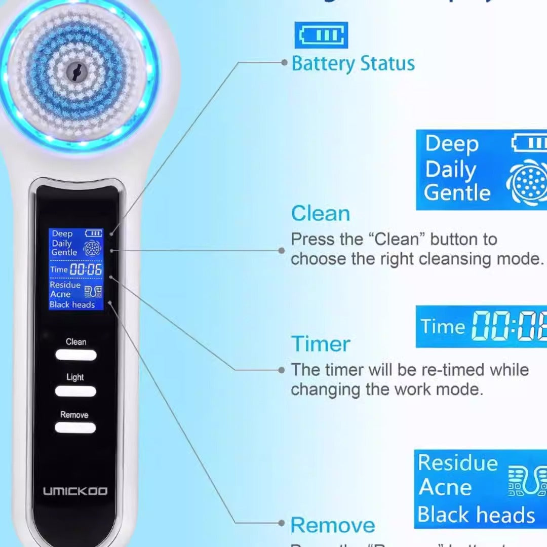 3 In 1 Electric Facial Cleaner Sonic Vibration Facial Brush Machine Waterproof Facial Cleansing Brush