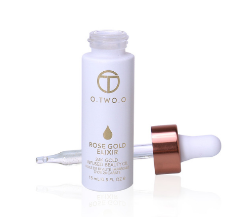 O.TWO.O 24k Rose Gold Elixir Skin Make Up Oil For Face Essential Oil Before Primer Foundation Oil Anti-aging