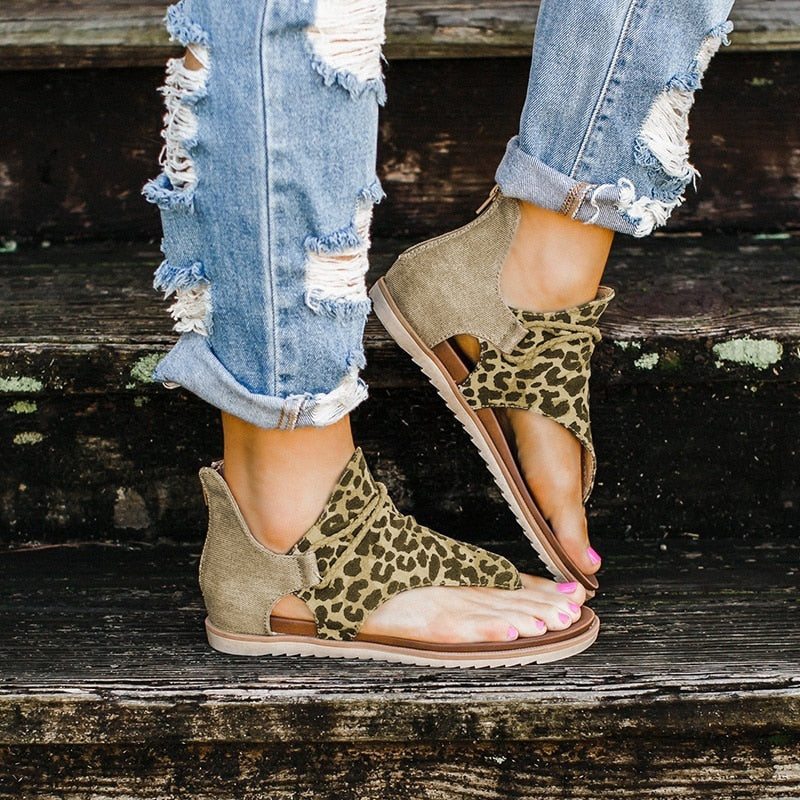 Top seller - Women sandals Leopard Pattern Large Size Rome Sandals Women's Anti-slip Hot Selling Wedges Summer Shoes