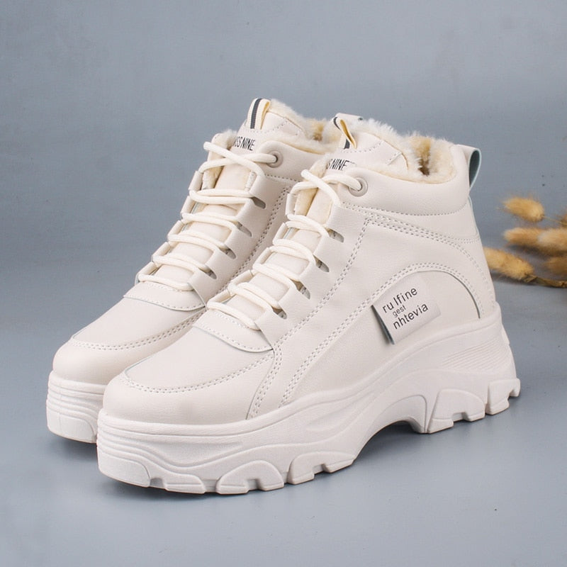 Women's casual sneakers; winter sneakers with plush fur; warm women's shoes; women's shoes with lacing; women's shoes on