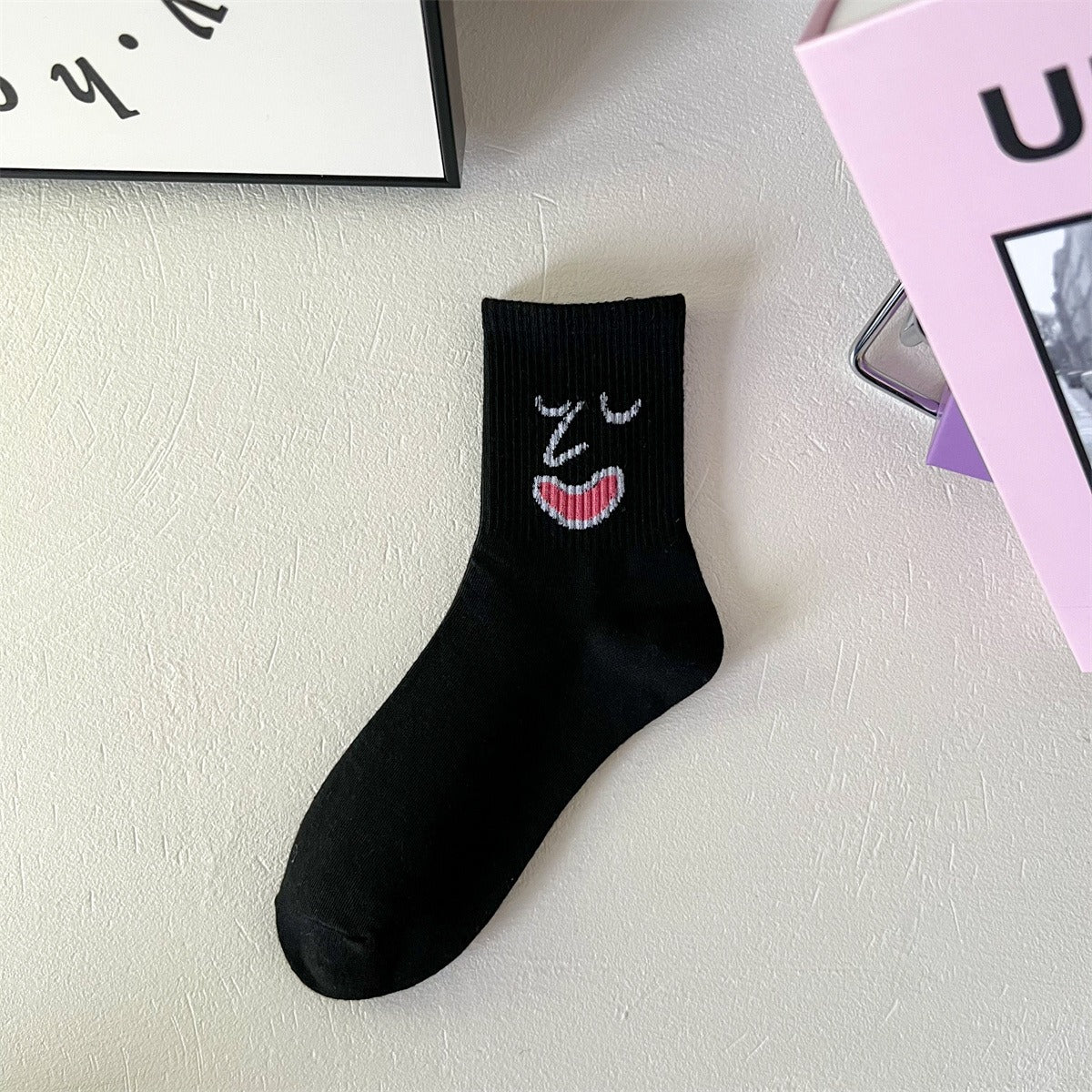 FUCK it socks, men's mid length socks, men's striped short socks, sweat absorbing and odor resistant socks