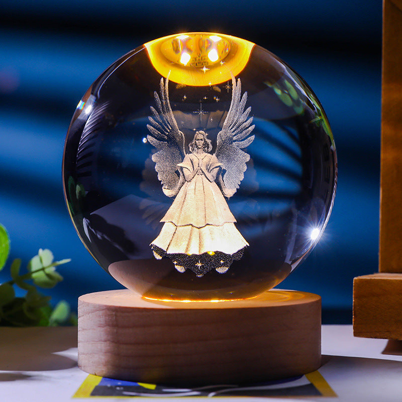 Starry Sky 3D Micro Landscape Crystal Ball Home Desktop Creative Interior Carving White Crystal Ball Ornament Craft Gift product