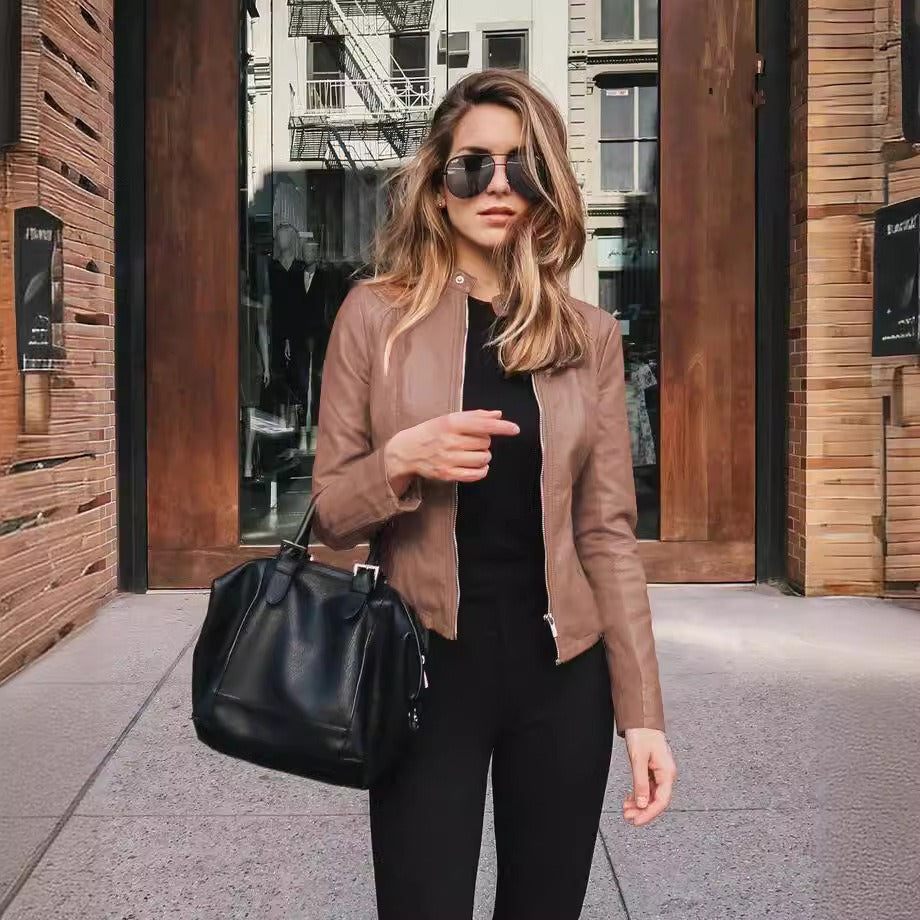 New hot selling women's fashionable leather jacket PU suit jacket