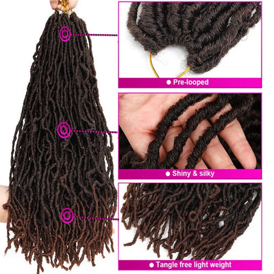 18 24 36 inch Wig Earthworm Crooked Crochet Fiber Wig NuLocs Braiding Hair Dirty Braid