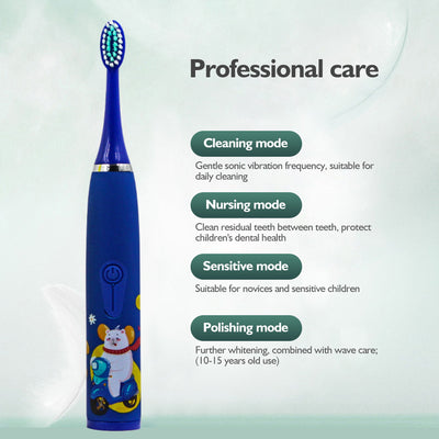 3-Speed Sonic Children's Electric Toothbrush USB Household Soft Bristle Brush Head Toothbrush Portable Cartoon Toothbrush Waterproof