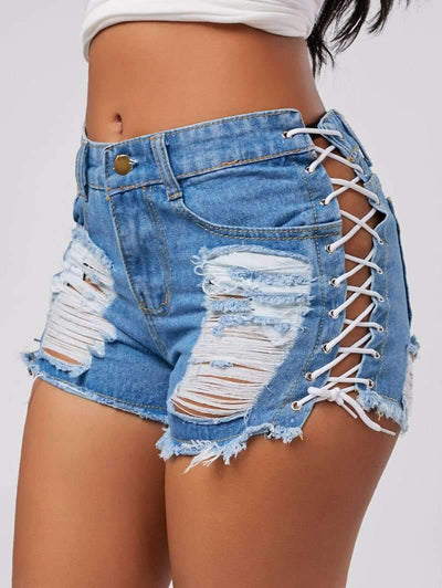 High Waist Ripped Jeans Short