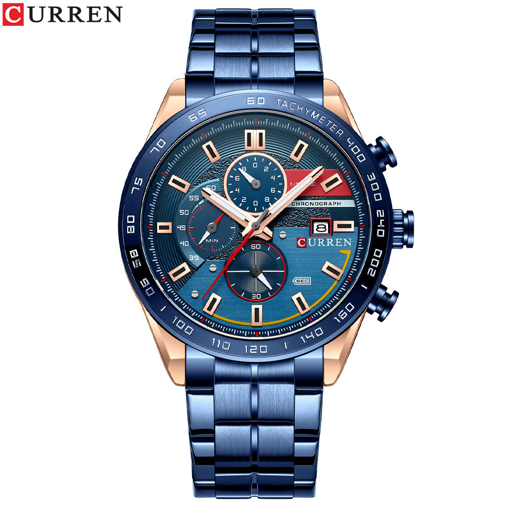 Men's Watches Steel Band Quartz Watches Calendar Men's Watches Business