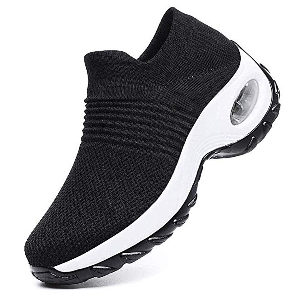 Spring Women Sneakers Shoes Flat Slip on Platform Sneakers for Women Black Breathable Mesh Sock Sneakers Shoes