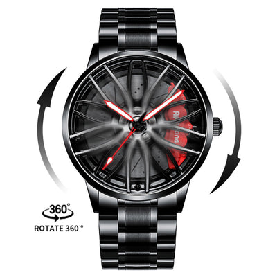 New Top Brand Luxury Mens Watches Stainless Steel Car Wheel Hub Quartz Watch For Men Military Sport Watch Relogio Masculino