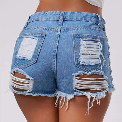 High Waist Ripped Jeans Short