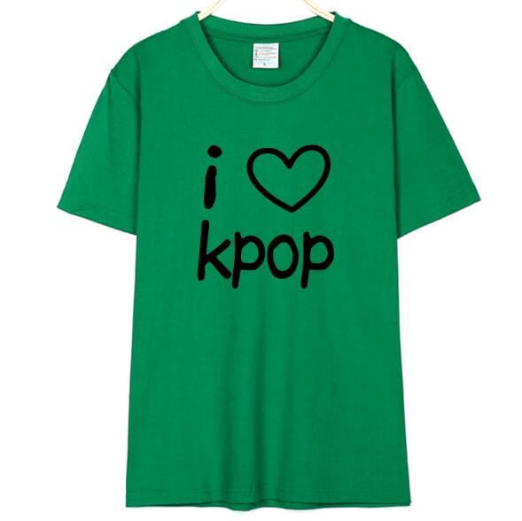 I LOVE KPOP Letter Print T Shirts for Men Women Cotton t-shirts