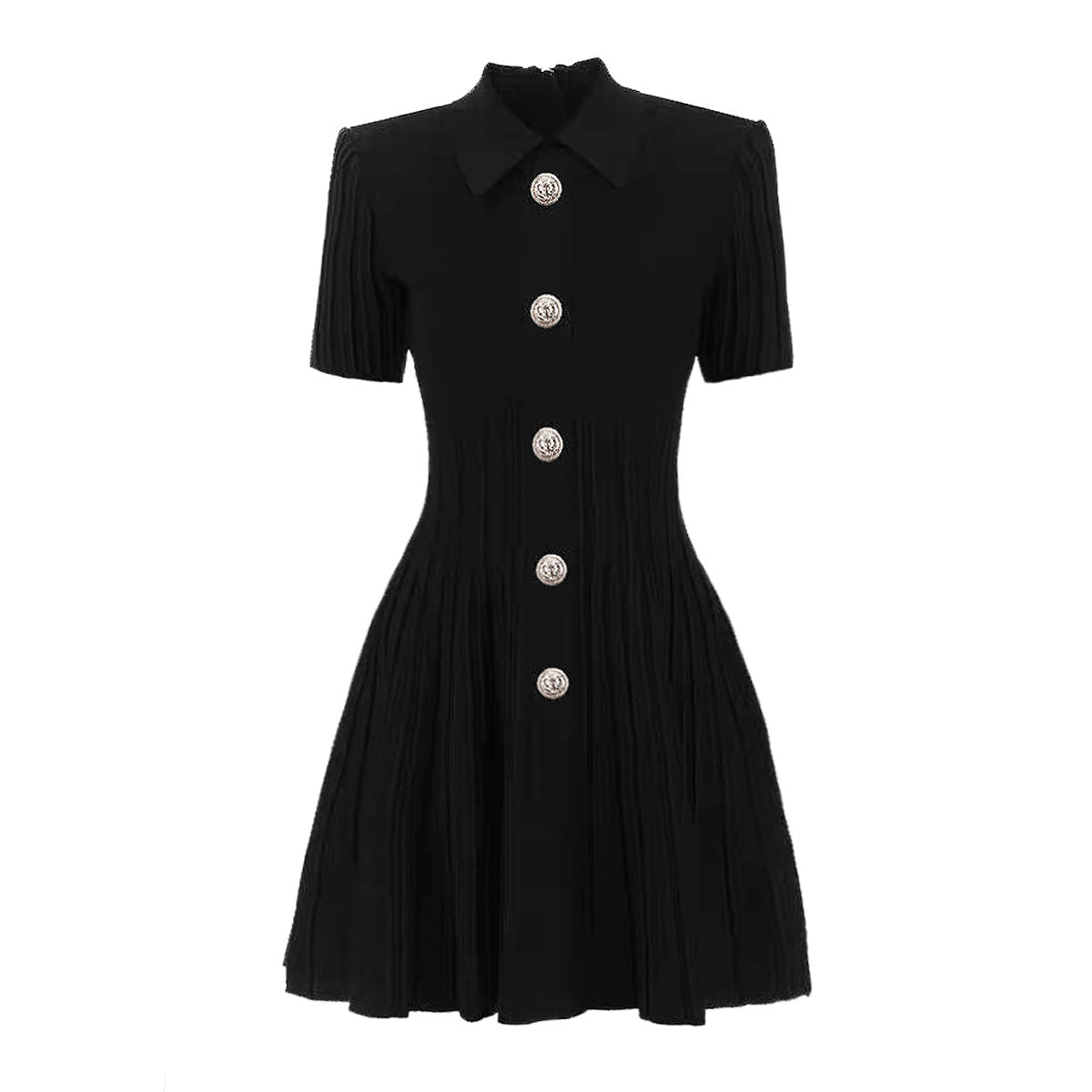 Fashionable and high-quality knitted collar slim fit A-line dress for women