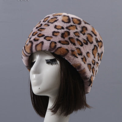 Autumn and winter imitation otter rabbit fur round flat top hat short furry fur thick furry brimless hat