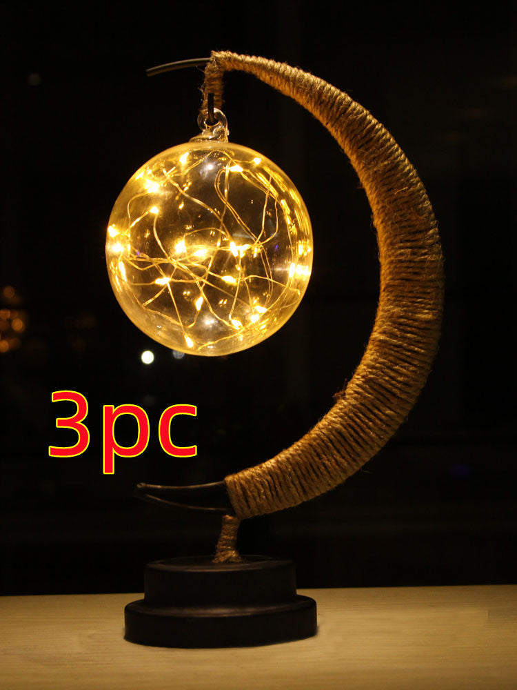 Led Lamp Stars Moon Night Light Rattan Ball Christmas