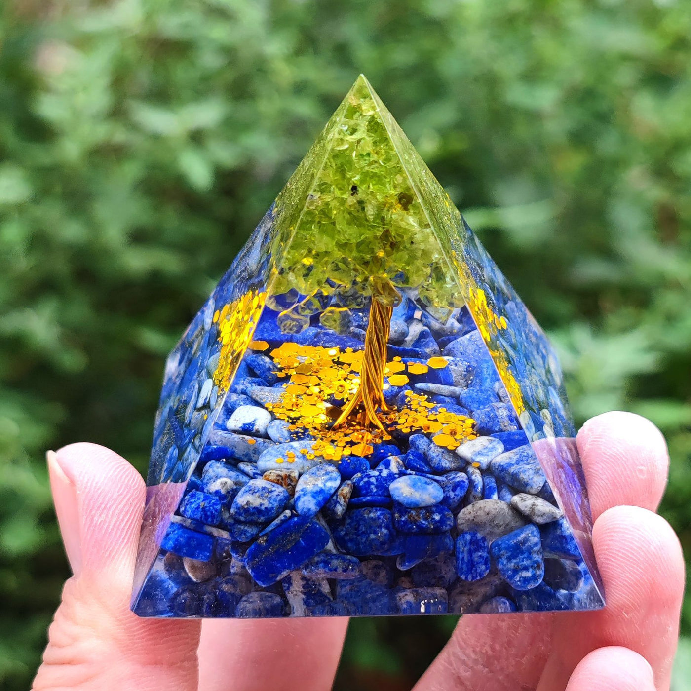 Crystal Ball Gravel Pyramid Artwork Resin