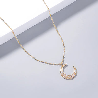 Classic Moon Pendant Lady Zircon Clavicle Chain