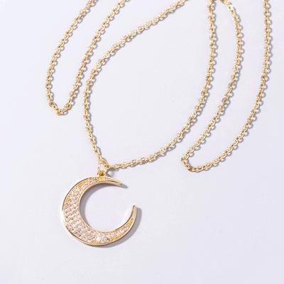 Classic Moon Pendant Lady Zircon Clavicle Chain